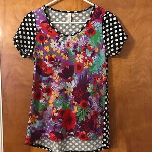 LuLaRoe Short Sleeve Floral Top - Purple, Red, Green, Black
